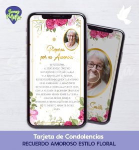 TARJETA DE DIFUNTOS PARA CONDOLENCIAS Y AGRADECIMIENTO