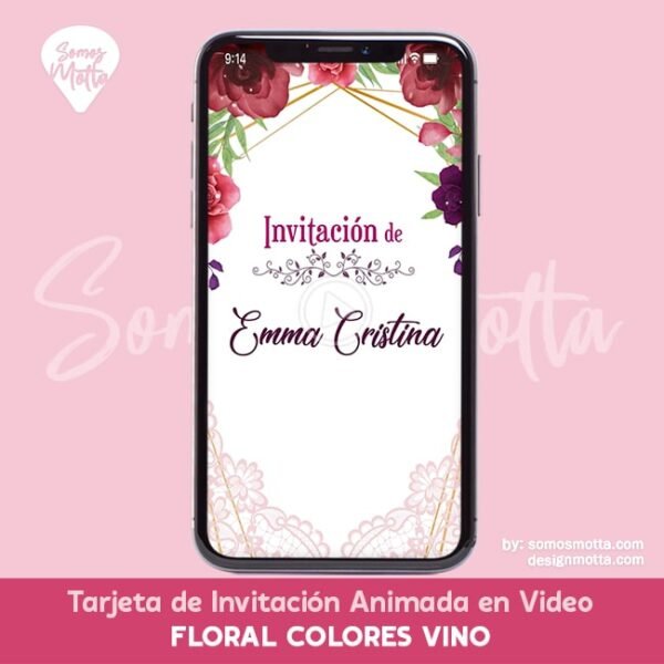 Tarjeta De Invitaci N Para Dama Floral Vino Somos Motta