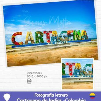 Fotografía del Letrero de Cartagena de Indias Colombia