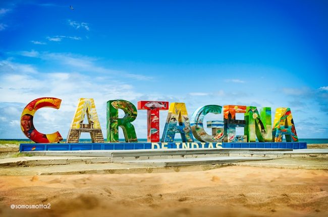 Fotografía del Letrero de Cartagena de Indias Colombia