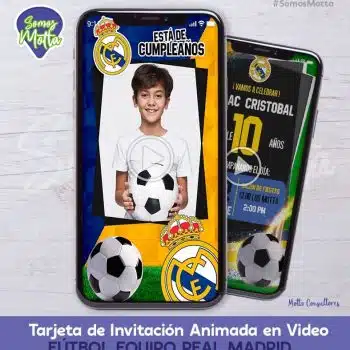 TARJETA DE INVITACIÓN DIGITAL REAL MADRID CON FOTO