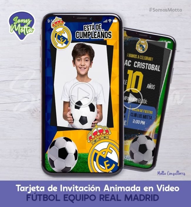 TARJETA DE INVITACIÓN DIGITAL REAL MADRID CON FOTO