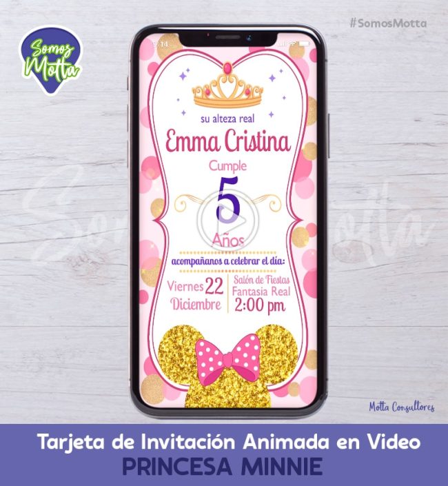 TARJETA DE INVITACIÓN ANIMADA DE PRINCESA MINNIE