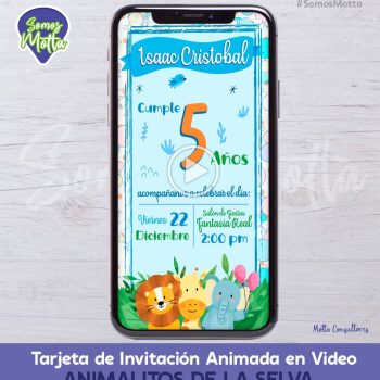 TARJETA DE INVITACIÓN ANIMADA DE ANIMALITOS JUNGLA