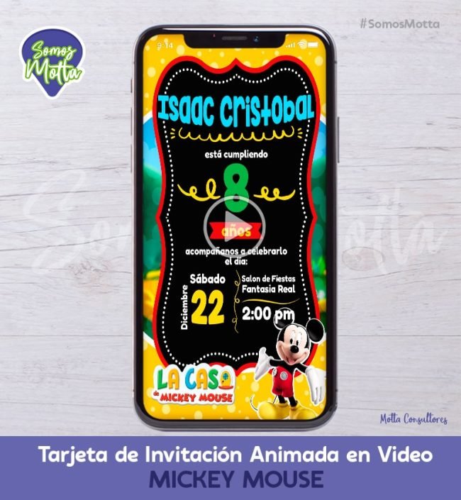 TARJETA DE INVITACIÓN ANIMADA DE MICKEY MOUSE