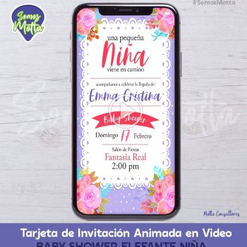 TARJETA DE INVITACIÓN DIGITAL A BABY SHOWER NIÑA