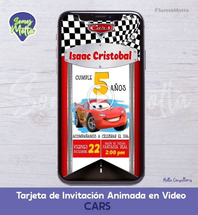 TARJETA DE INVITACIÓN ANIMADA DE CARS | CARRITOS