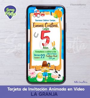 TARJETA DE INVITACIÓN DIGITAL ANIMADA DE LA GRANJA