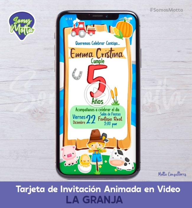 TARJETA DE INVITACIÓN DIGITAL ANIMADA DE LA GRANJA