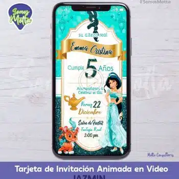 TARJETA DE INVITACIÓN DIGITAL ANIMADA DE LA PRINCESA JAZMÍN