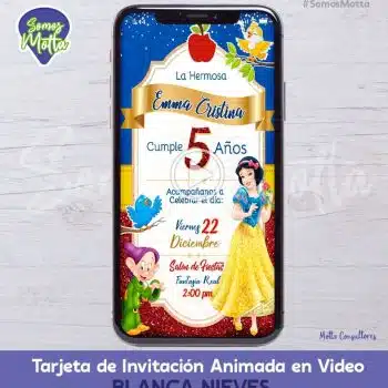 TARJETA DE INVITACIÓN DIGITAL ANIMADA PRINCESA BLANCA NIEVES