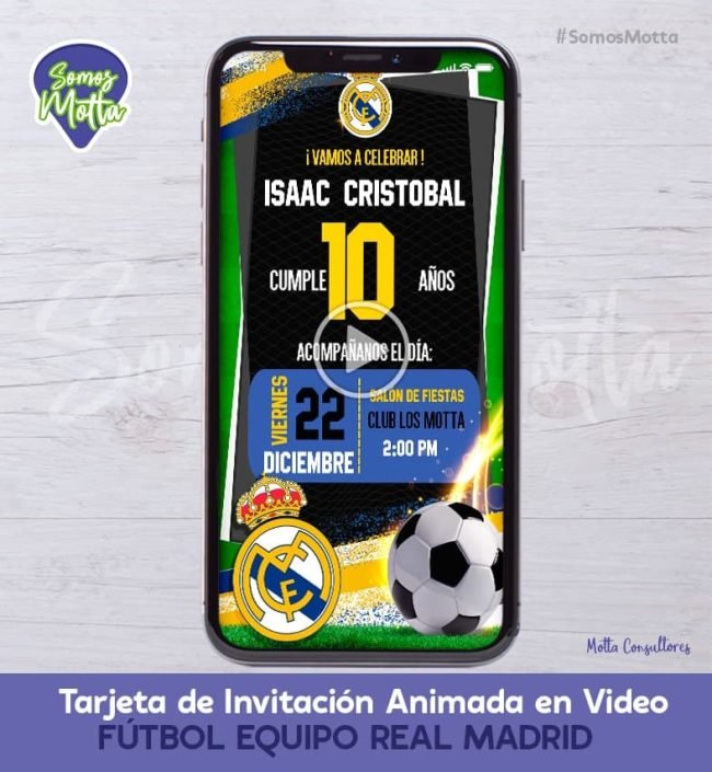 TARJETA DE INVITACIÓN DIGITAL EQUIPO REAL MADRID