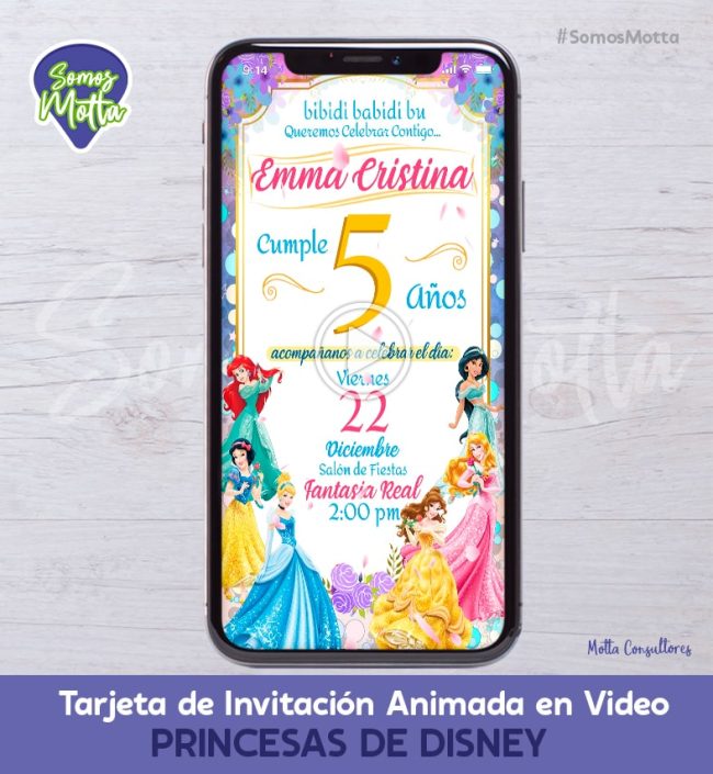 TARJETA DE INVITACIÓN DIGITAL ANIMADA DE PRINCESAS