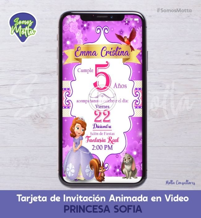 TARJETA DE INVITACIÓN ANIMADA DE PRINCESA SOFIA