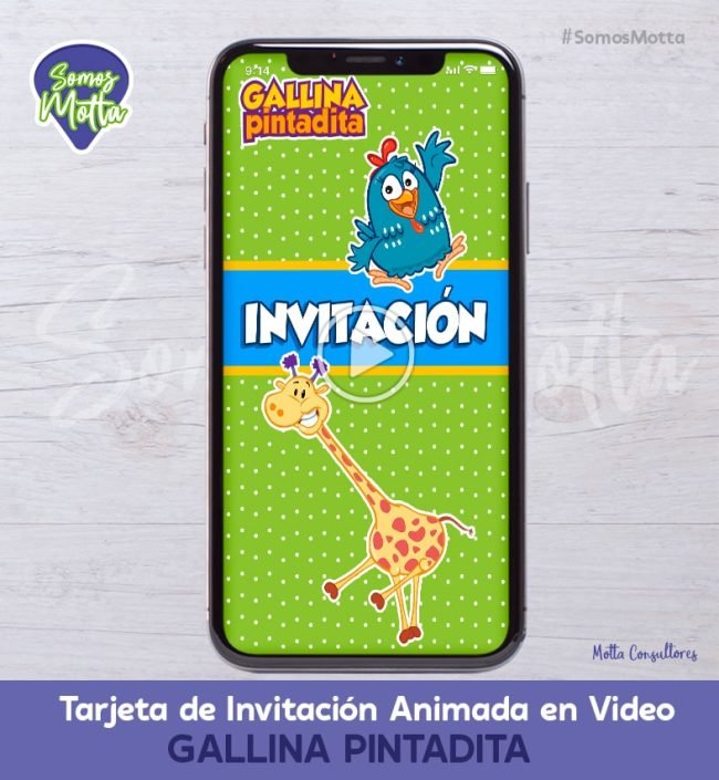 TARJETA DE INVITACIÓN DIGITAL ANIMADA GALLINA PINTADITA