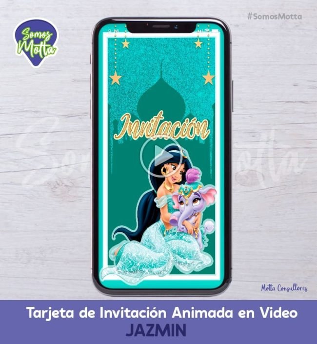 TARJETA DE INVITACIÓN DIGITAL ANIMADA DE LA PRINCESA JAZMÍN