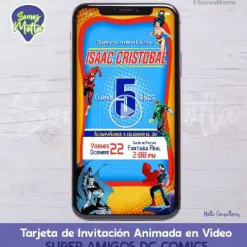 TARJETA DE INVITACIÓN DIGITAL ANIMADA DE SUPER AMIGOS HÉROES