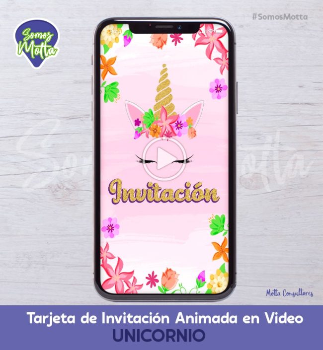 TARJETA DE INVITACIÓN ANIMADA PARA WHATSAPP DE UNICORNIOS