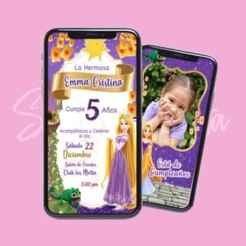 Video Invitación de Rapunzel Personalizada ¡Lista para Enviar!