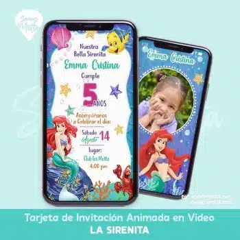 TARJETA DE INVITACIÓN DIGITAL ANIMADA DE LA SIRENITA