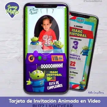 TARJETA DE INVITACIÓN DIGITAL BUZZ LIGHTYEAR CON FOTO