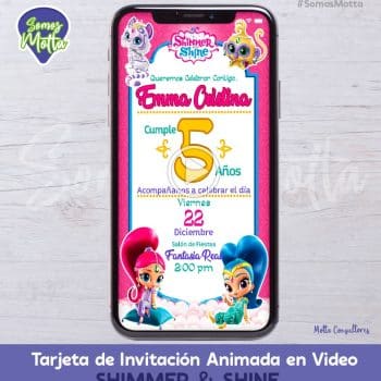 TARJETA DE INVITACIÓN DIGITAL ANIMADA DE SHIMMER & SHINE