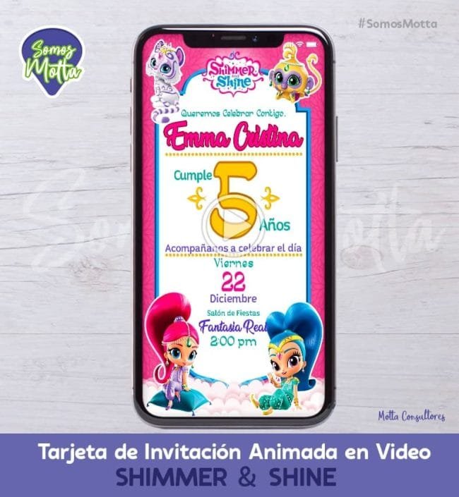 TARJETA DE INVITACIÓN DIGITAL ANIMADA DE SHIMMER & SHINE