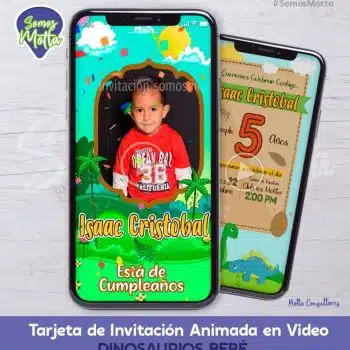 TARJETA DE INVITACIÓN DIGITAL DINOSAURIO BEBE CON FOTO