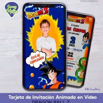 TARJETA DE INVITACIÓN DIGITAL DRAGON BALL Z CON FOTO