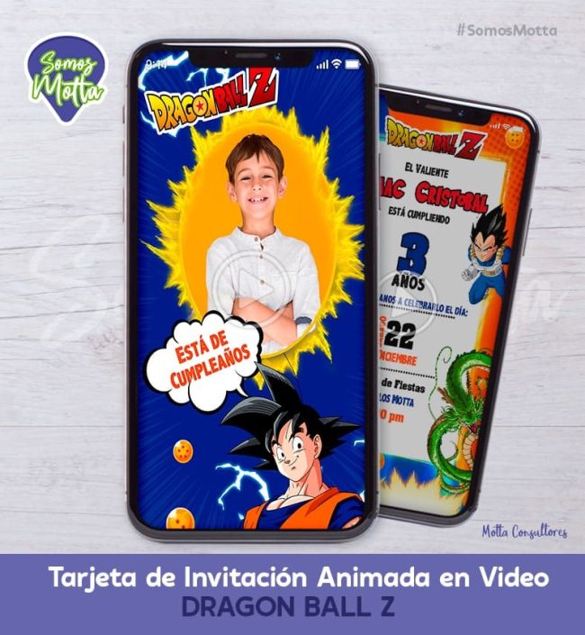 TARJETA DE INVITACIÓN DIGITAL DRAGON BALL Z CON FOTO