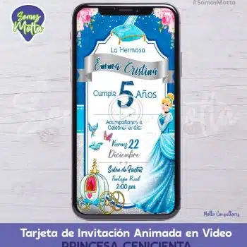 TARJETA DE INVITACIÓN DIGITAL ANIMADA PRINCESA CENICIENTA