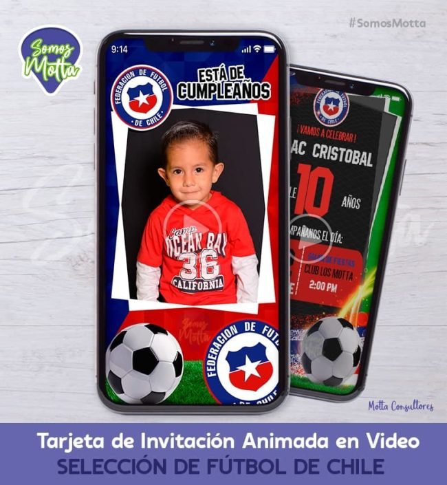 TARJETA DE INVITACIÓN DIGITAL SELECCIÓN DE CHILE CON FOTO