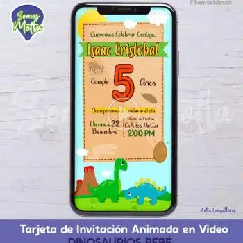 TARJETA DE INVITACIÓN DIGITAL ANIMADA DINOSAURIOS BEBE