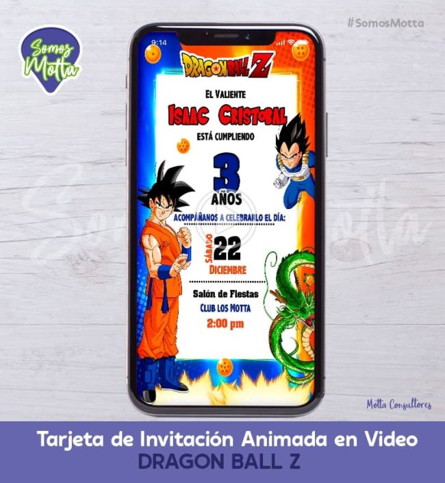 TARJETA DE INVITACIÓN DIGITAL ANIMADA DRAGÓN BALL Z