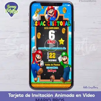 TARJETA DE INVITACIÓN DIGITAL ANIMADA DE MARIO BROS