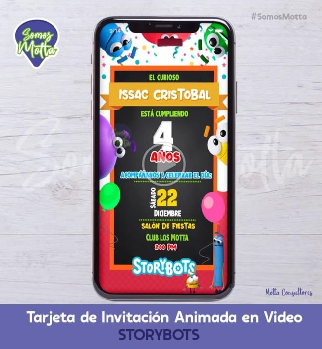 TARJETA DE INVITACIÓN DIGITAL ANIMADA STORYBOTS