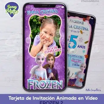 TARJETA DE INVITACIÓN DIGITAL ANIMADA FROZEN 2 CON FOTO