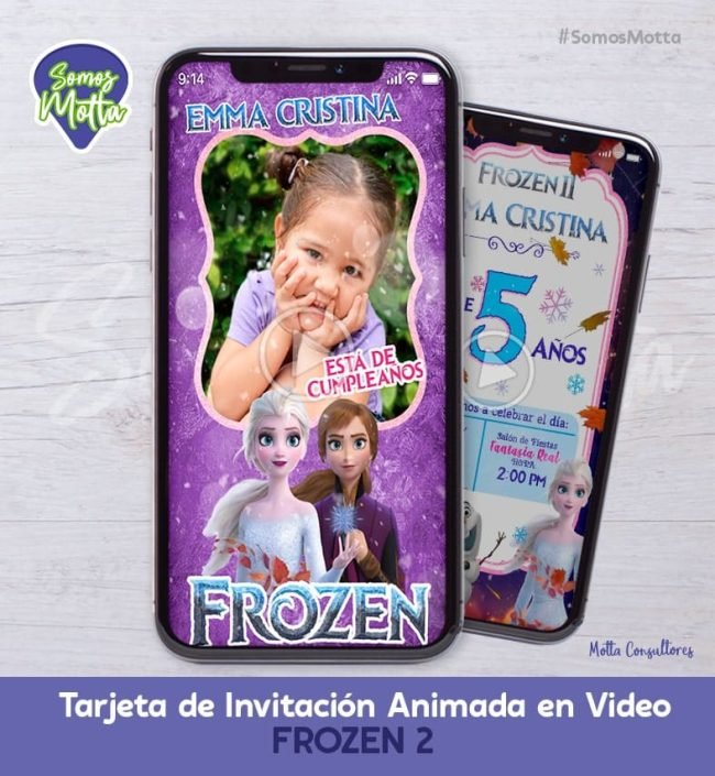 TARJETA DE INVITACIÓN DIGITAL ANIMADA FROZEN 2 CON FOTO