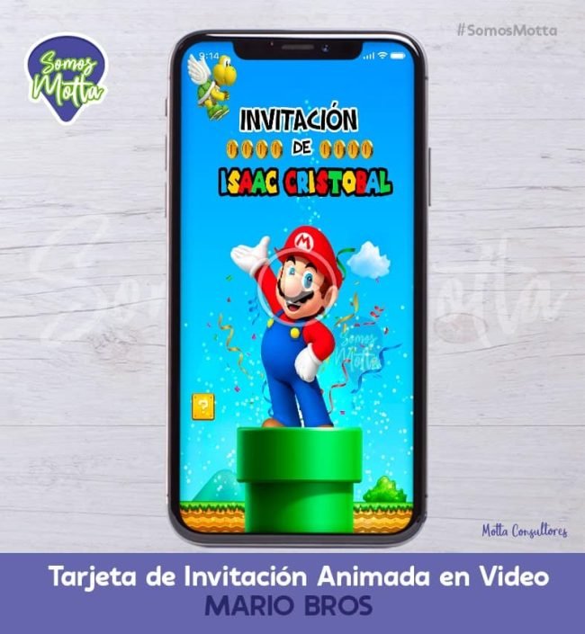 TARJETA DE INVITACIÓN DIGITAL ANIMADA DE MARIO BROS