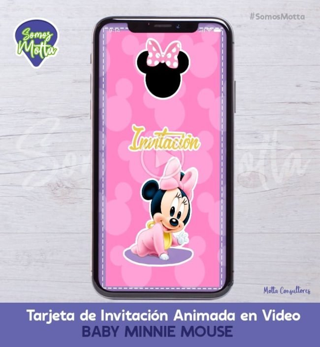 TARJETA DE INVITACIÓN DIGITAL MINNIE MOUSE BEBE