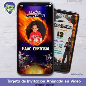 TARJETA DE INVITACIÓN DIGITAL FREE FIRE CON FOTO