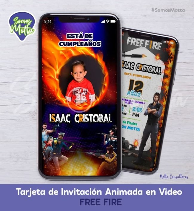 TARJETA DE INVITACIÓN DIGITAL FREE FIRE CON FOTO