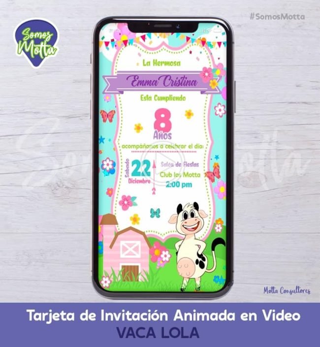 TARJETA DE INVITACIÓN DIGITAL ANIMADA LA VACA LOLA