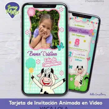 TARJETA DE INVITACIÓN DIGITAL DE LA VACA LOLA CON FOTO