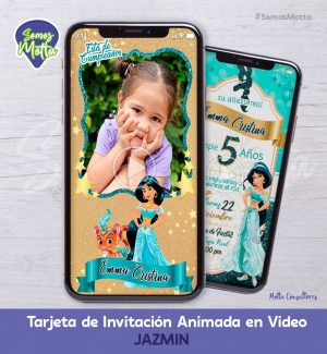 TARJETA DE INVITACIÓN DIGITAL ANIMADA DE LA PRINCESA JAZMÍN