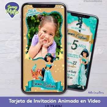 TARJETA DE INVITACIÓN DIGITAL ANIMADA DE LA PRINCESA JAZMÍN