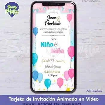 TARJETA DE INVITACIÓN DIGITAL DE DESCUBRIMIENTO DE GENERO