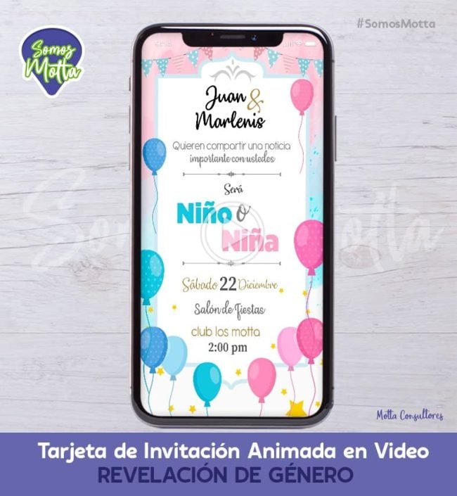 TARJETA DE INVITACIÓN DIGITAL DE DESCUBRIMIENTO DE GENERO