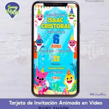 TARJETA DE INVITACIÓN DIGITAL DE BABY SHARK CON FOTO