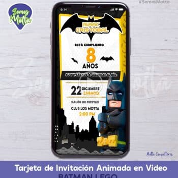 TARJETA DE INVITACIÓN DIGITAL ANIMADA DE BATMAN LEGO